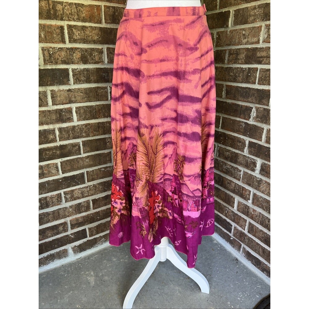Miss Anastasia Hawaiian Village Print Maxi Skirt Pink Medium Sequins Beading NWT - Picture 2 of 16